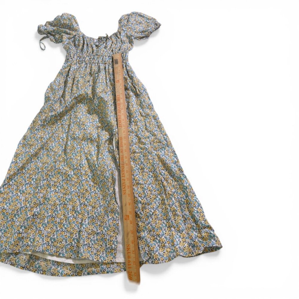 Faithfull The Brand Terina Midi Dress Sabinosa Floral Blue Smocked Size 6 - Picture 10 of 11